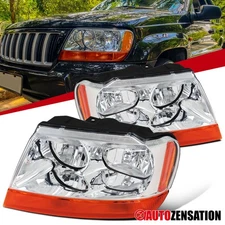Fit 1999-2004 Jeep Grand Cherokee Headlights Amber Signal Lamps Left+Right 99-04