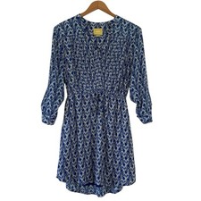 Anthropologie Maeve Galen Geometric Print Gathered Waist Dress size Small Aztec