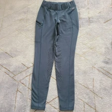 Kerrits Power Stretch Fleece Knee Patch Pocket Riding Tight L Blue Winter Warm