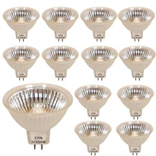 MR16 Light Bulbs 12V 50W Dimmable Lamps (12 Piece) NO LENSE 2-Pin GU5.3 Base