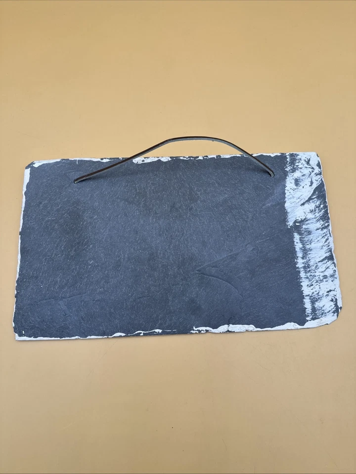 Trompete anjo voador de Natal pendurado na parede ardósia pintado à mão assinado 1996 - Imagem 4 de 4