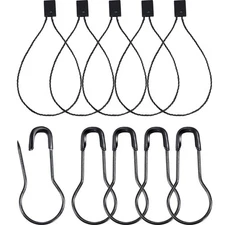 500 PCS Black Hang Tag String, 6.6 Inch Nylon, 500 PCS Pear Safety Pins, Black