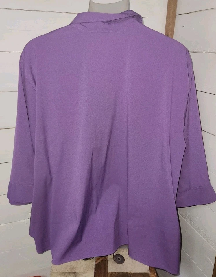 Blusa Maggie Barnes Catherines Púrpura Talla 5X (34/36) Mujer Botón Cuello en V #F1 Foto 3 de 4