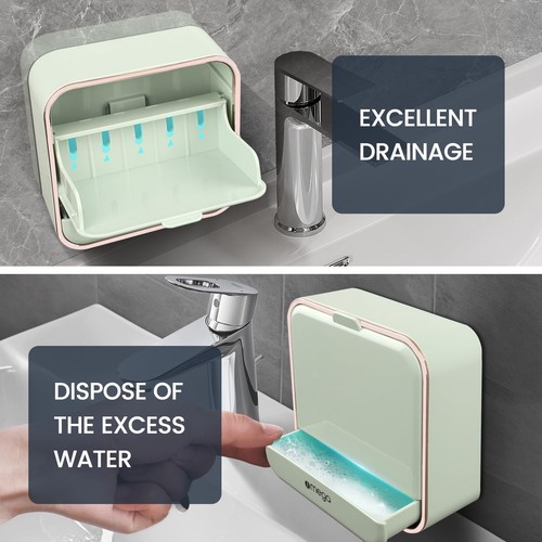 Soap Dish Holder Shower Wall, Bathroom Bar Soap Container Self Draining, Wate... - Picture 4 of 7