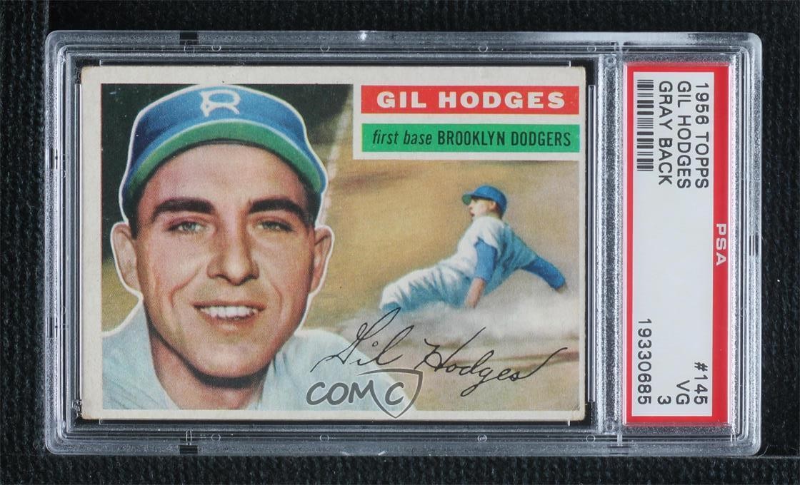 1956 Topps Gil Hodges (Gray Back) #145 PSA 3 HOF uk2