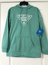 Columbia PFG Women s Green Pullover Hoodie S Fleece Cotton Blend Pockets