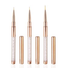 WOKOTO 3pcs Luxary Gold Thin Liner Nail Design Brushes 7mm/9mm/11mm,