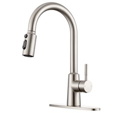 Kitchen Faucet with Pull Down Sprayer, High Arc Single Handle Brushed Nickel ...