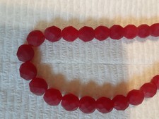 RED FROSTED GLASS CZECH 8MM ROUND FACETED 25 BEADS