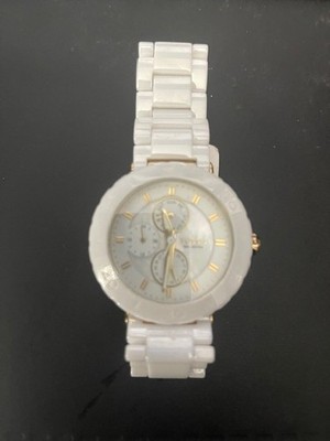 Fossil White Ceramic Mother of Pearl GMT Ladies Watch CE1003