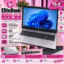 HP EliteBook 850 G3 15.6" Laptop Intel Core i5 6th Gen 8GB RAM 256GB SSD