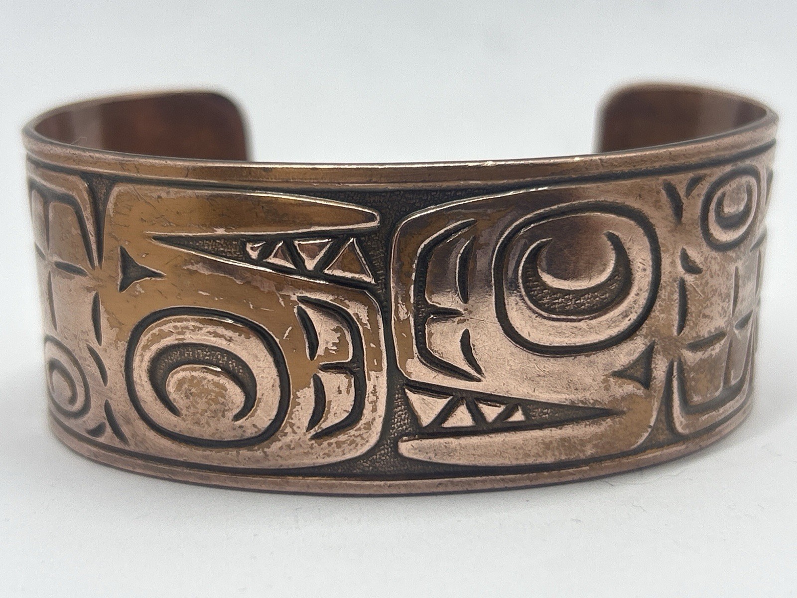 Vintage SOLID COPPER Wide Cuff Bracelet Northwest… - image 1
