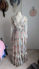 Gunne sax 19070s Ankle Length Blue And White Striped Dress