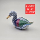 Herend Fishnet Blue Duck Figurine Hand Painted Porcelain - Excellent Condition