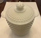 Vintage Mid-Century Milk Glass Cookie Jar Ice Bucket with Lid