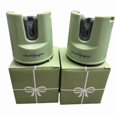 Set Of 2 CHEFOLOGIST  KNIFE SHARPENER New in Box Safe Green