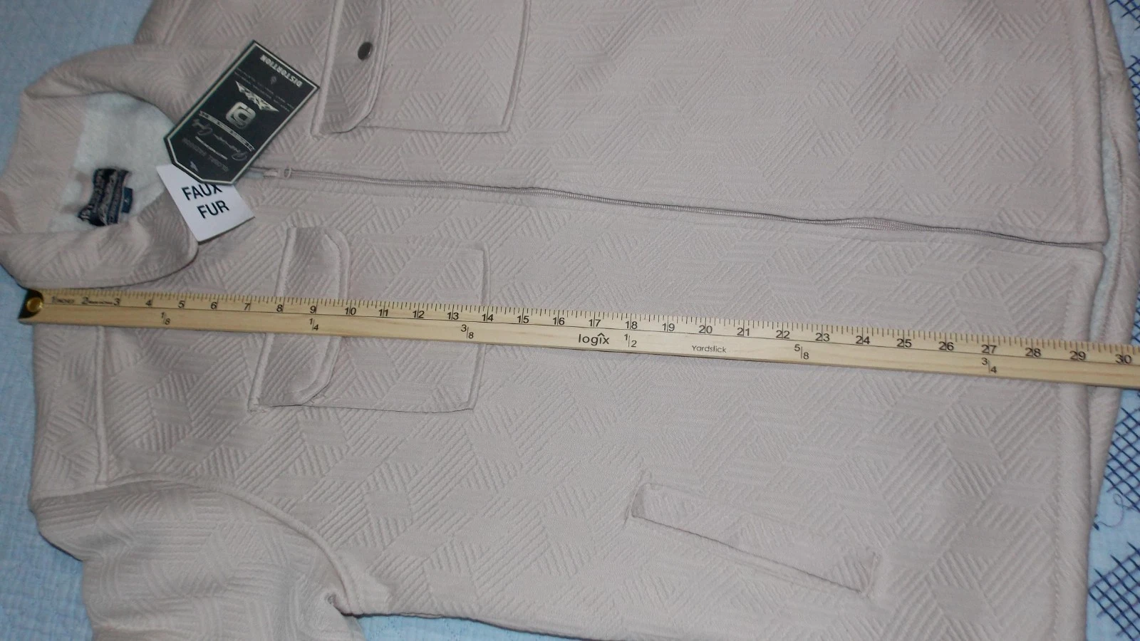 Distortion Mens Large Ivory Jacket Faux Fur Sherpa Fleece Lined NWT New - product detail image 7