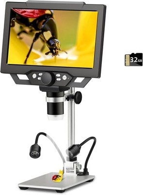 9'' LCD Digital Microscope 1600x 1080P HD 32G TF Card 5000mAh
