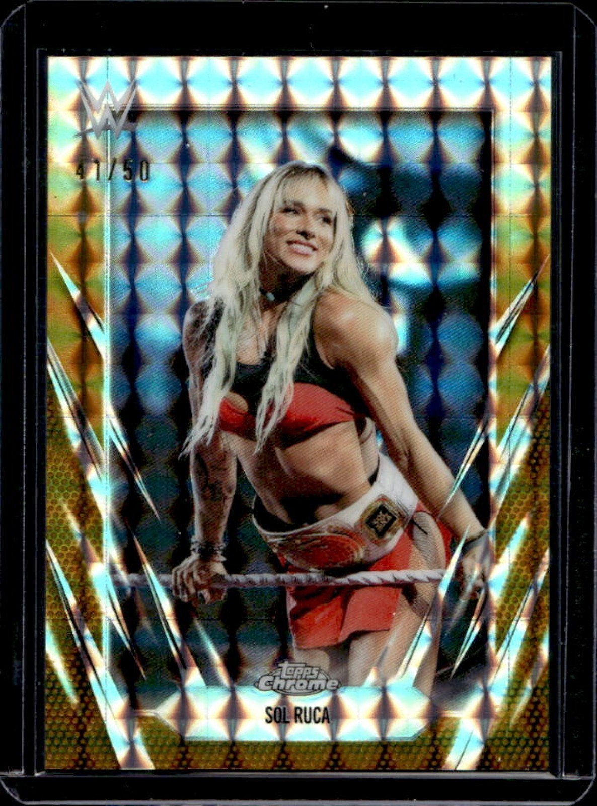 2026 Topps Chrome WWE Sol Ruca Gold Geometric Refractor #/50