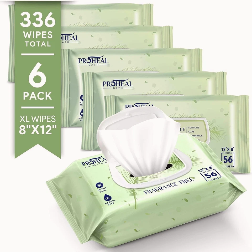 PROHEAL X Large Wet Wipes for Adults, Disposable Incontinence Wipes, 12" x 8" Washcloths