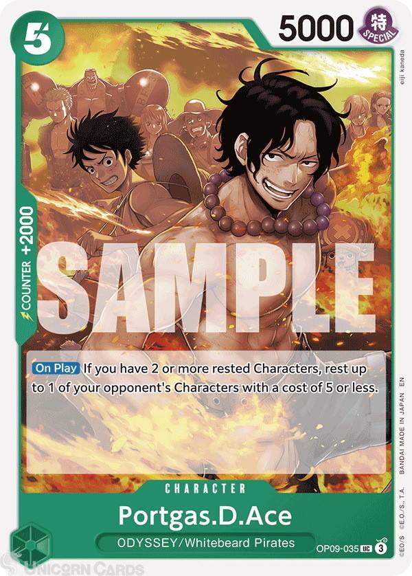 OP09-035 Portgas.D.Ace : Uncommon English One Piece TCG Card : ST28: Starter Dec