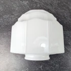 Vtg Art Deco Skyscraper Milk Glass Ceiling Light Shade Architectural Fixture