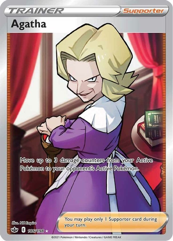 Agatha - 186/198 - Pokemon Chilling Reign Sword & Shield Full Art Rare Card NM