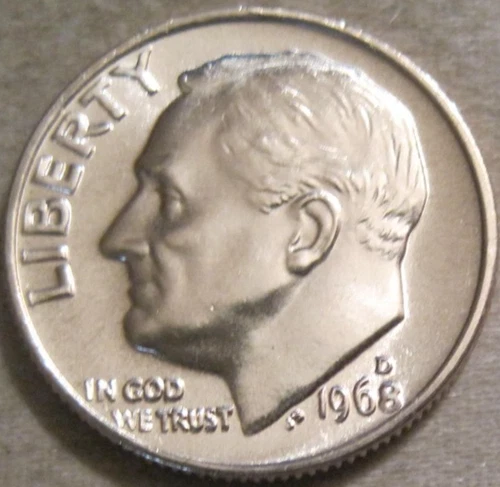 SELLING AS SHOWN - 1968 D UNCIRCULATED ROOSEVELT DIME ~ CLAD FROM MINT SET ~ 609