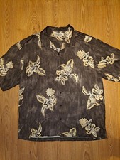 Tommy Bahama Button Up Shirt Mens XL Brown Silk Hawaiian