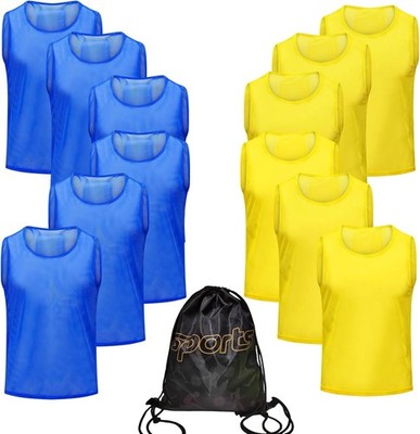 12/24/48PCS Pinnies Youth Team Pennies for L(For Adults), Yellow+blue-12 
