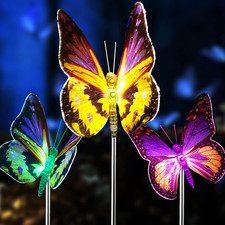 Outdoor Solar Garden Lights,3 Pack Butterfly Decorative-Waterproof Color Changin