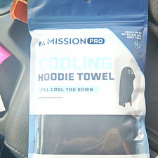 Mission Pro Cooling Hooded Hoodie Towel Black Microfiber UPF 50 40x12"
