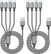 Multi Charging Cable 6FT 2Pack Multi Charger Cable 4 in 1 Universal Multiple USB