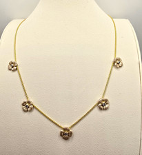 Links of London 18k Gold Vermeil Sky Blue Topaz 5 Flower Station Necklace 925