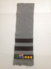 SUPER MARIO SCARF Gray Black Stripes 58" Nintento 2020 Trendy  CLEAN  VGC