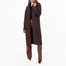 Ferragamo Dark Brown Minimalist Long Overcoat