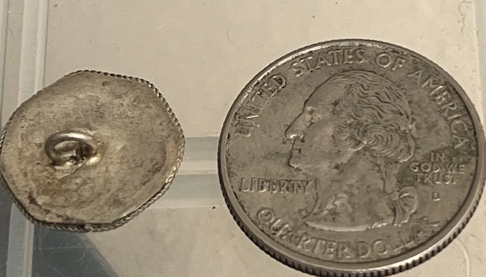 Antique Enamel Sterling Silver Painted Floral Button - Image 3 of 3