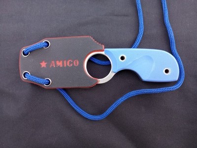 *NEW*  KIZLYAR SUPREME-AMIGO X w/ AUS-8 Satin Blade & Blue G10 Handle with Box