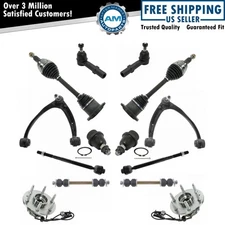 Front 14 Piece Steering & Suspension Kit Hubs Axles Tie Rods Sway Links for GM