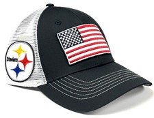 Pittsburgh Steelers NFL OHT De Colección Bandera de EE. UU. Gorra Gorra Malla Blanca Para Hombre Snapback