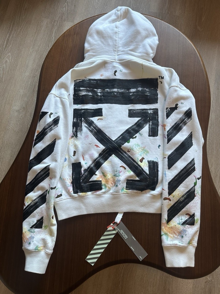 Off-White Paint Splatter Graphic Fleece Hoodie White Men