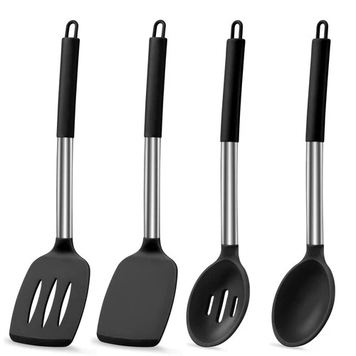 LIANYU Kitchen Cooking Utensils Set of 4 Silicone Spatula Spoon for Nonstick - Picture 1 of 6