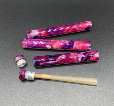 3X aluminum water proof pre rolled cone holder tube case rainbow color