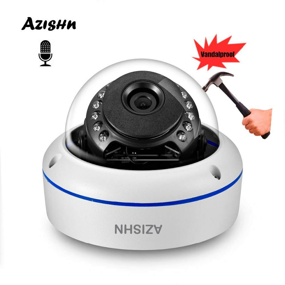 Microphone H.265 5MP Security IP Camera Vandalproof 15IR Dome metal POE/DC-image