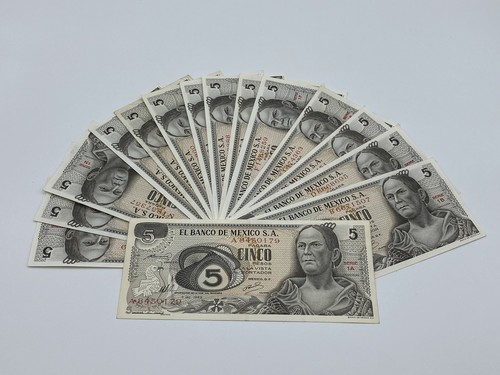 $5 PESOS 3 DIC 1969 LOT OF (15) BANKNOTE SERIE MIX LA COREGIDORA CIRCULATED - Picture 1 of 4
