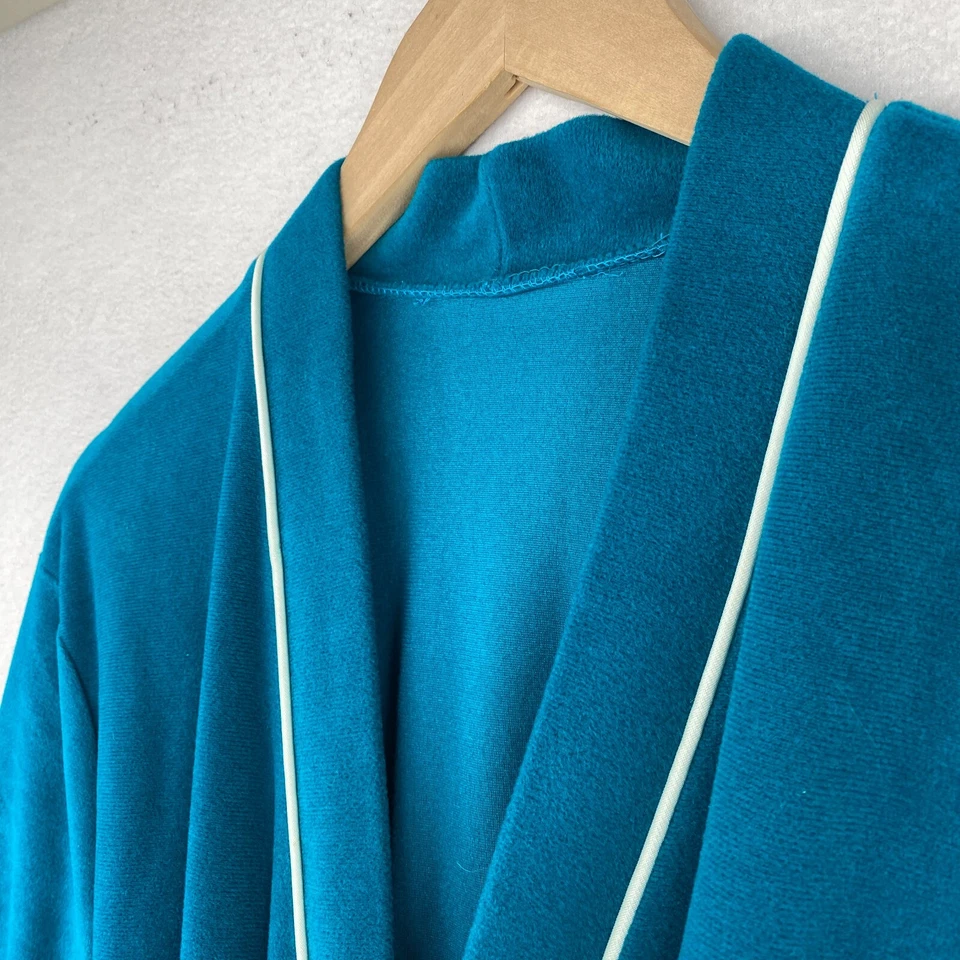 VANITY FAIR Bata Mujer XL Vellón Albornoz Terciopelo Cinturón Corbata Cintura Azul EE. UU. Foto 2 de 4