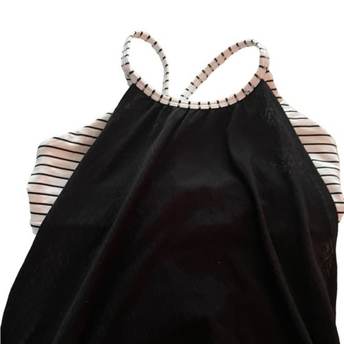 Ivivva Girls Black Shelf Tank Black and White Striped Support Bra Size 12 - Picture 4 of 8