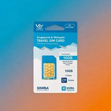 Singapore & Malaysia Travel SIM Card - 10GB - 7-30 Days - SIMBA/DiGi 5G / 4G