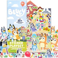 Bluey Sticker Playset   2 Scenes  35 Reusable Puffy Stickers for Kids