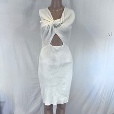 Vici Ivory Ribbed Twist Bodice Knit Dress Sleeveless Size XL Rayon Blend